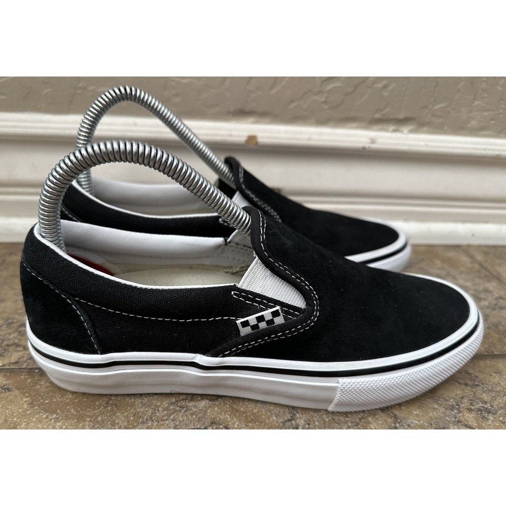 Vans Mens  Black Sued Slip Ons Pop Cushion Size 5